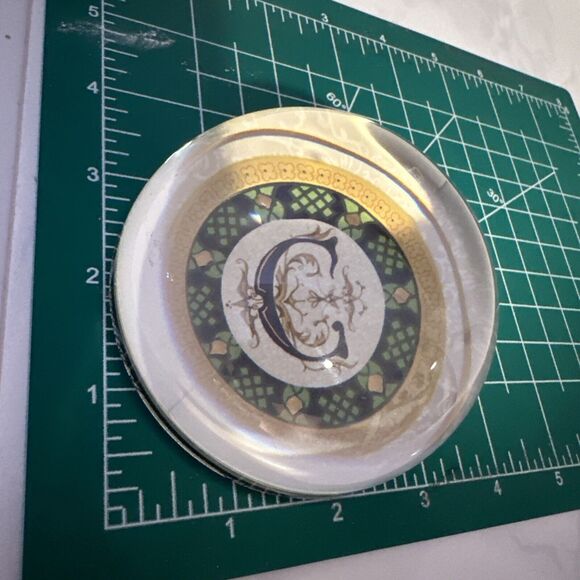Brass Baron Glass Paperweight Monogram Initial C‎ Desk Decor Office Gift - Picture 7 of 7